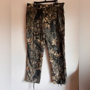 Ranger Men’s Flannel Camo Cargo Pockets Tie Cuff Hunt Work Pants Size Large